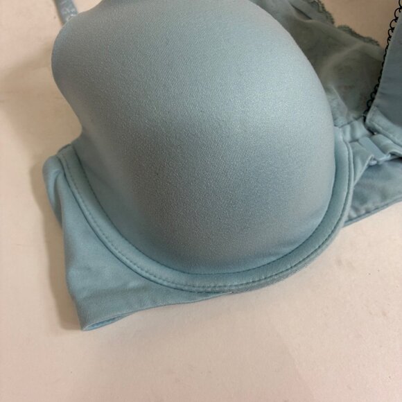 Y2K Body by Victoria Lined Demi Baby Blue Front Close Lace Racerback Bra Sz 32D - Picture 3 of 6